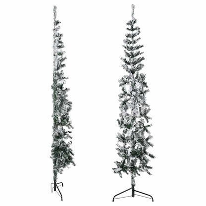 vidaXL Künstlicher Halb-Weihnachtsbaum mit Schnee Schlank 240 cm
