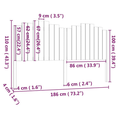 vidaXL Kopfteil 186x4x110 cm Massivholz Kiefer