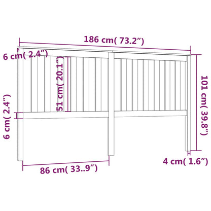 vidaXL Kopfteil Schwarz 186x6x101 cm Massivholz Kiefer