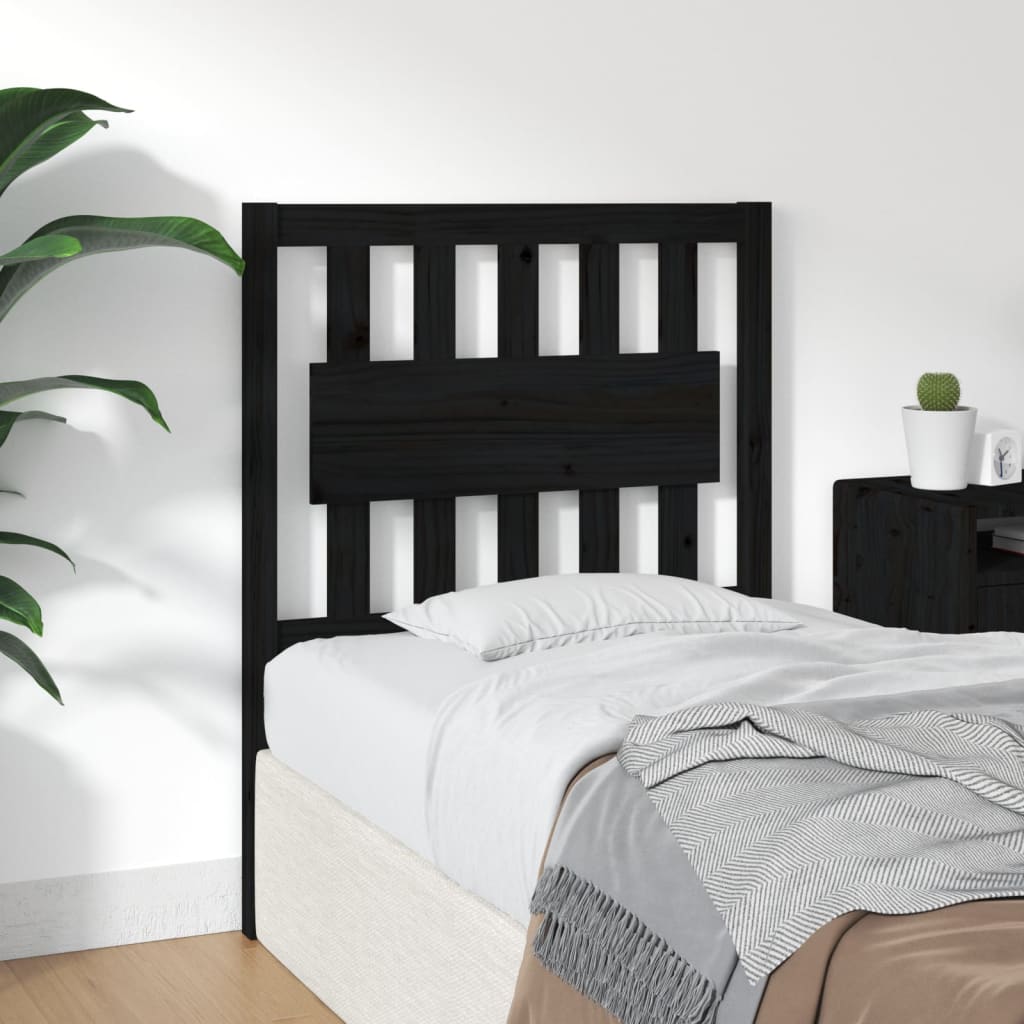 vidaXL Kopfteil Schwarz 80,5x4x100 cm Massivholz Kiefer