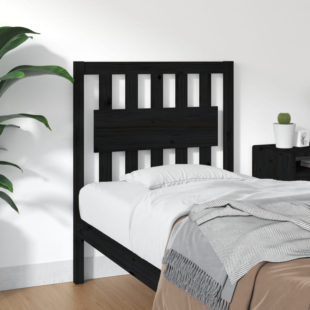 vidaXL Kopfteil Schwarz 80,5x4x100 cm Massivholz Kiefer