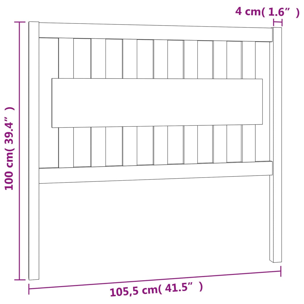 vidaXL Bett-Kopfteil Grau 105,5x4x100 cm Massivholz Kiefer