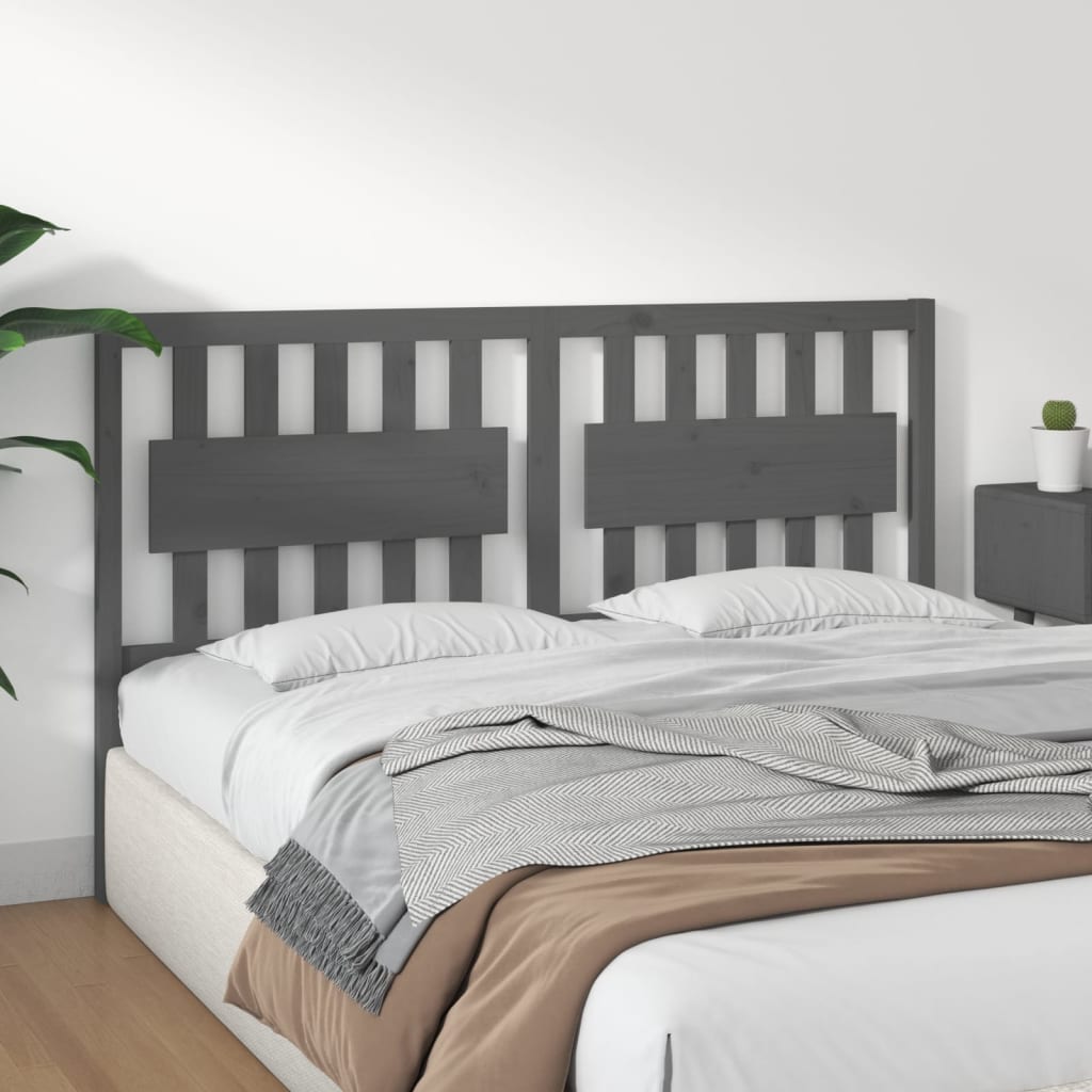 vidaXL Bett-Kopfteil Grau 165,5x4x100 cm Massivholz Kiefer