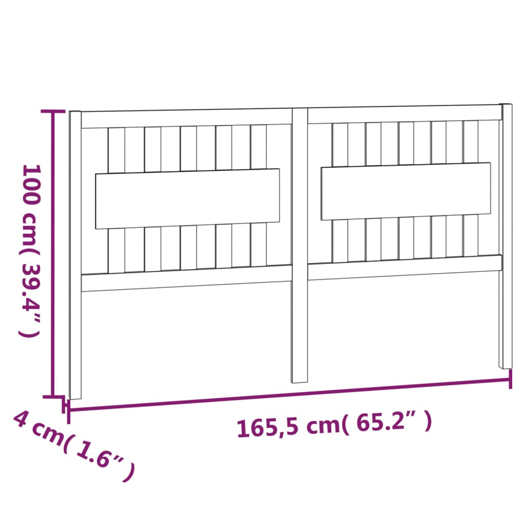 vidaXL Bett-Kopfteil Grau 165,5x4x100 cm Massivholz Kiefer