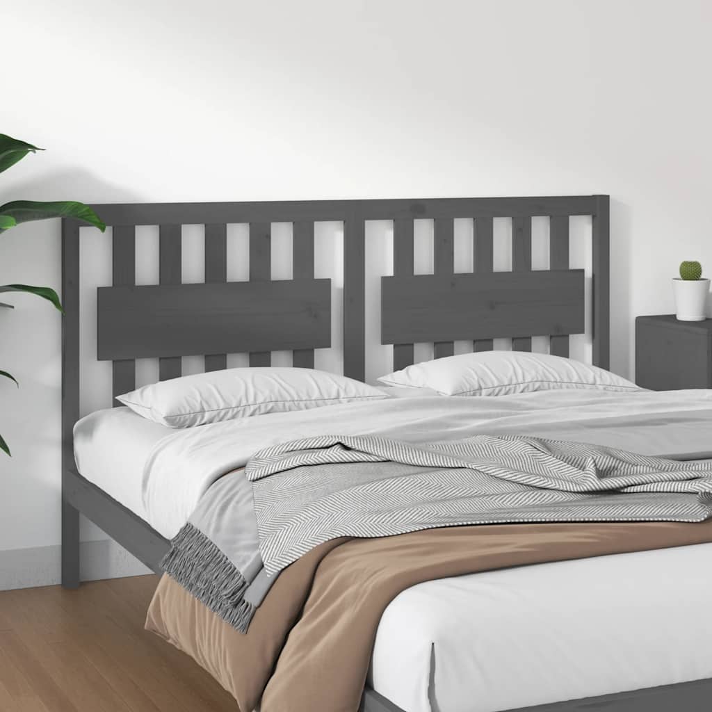 vidaXL Bett-Kopfteil Grau 165,5x4x100 cm Massivholz Kiefer