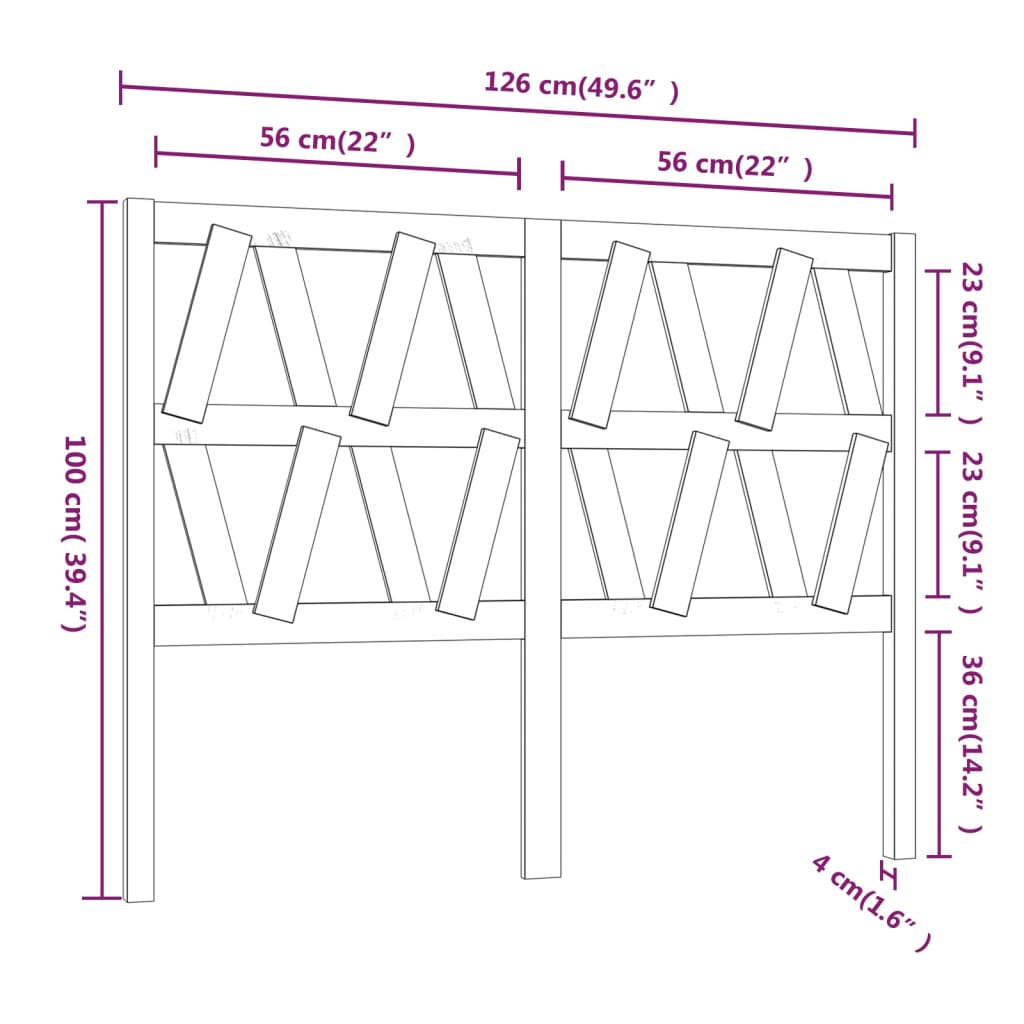 vidaXL Bett-Kopfteil 126x4x100 cm Massivholz Kiefer