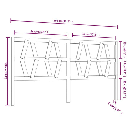 vidaXL Tête de lit Noir 206x4x100 cm Bois de pin massif