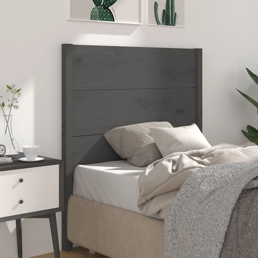 vidaXL Kopfteil Grau 96x4x100 cm Massivholz Kiefer