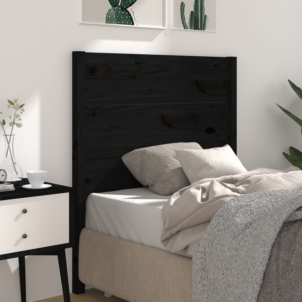 vidaXL Kopfteil Schwarz 96x4x100 cm Massivholz Kiefer