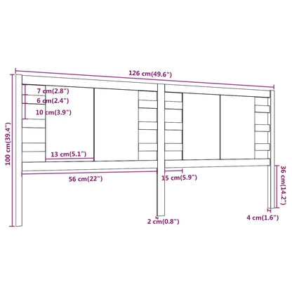 vidaXL Kopfteil Grau 126x4x100 cm Massivholz Kiefer