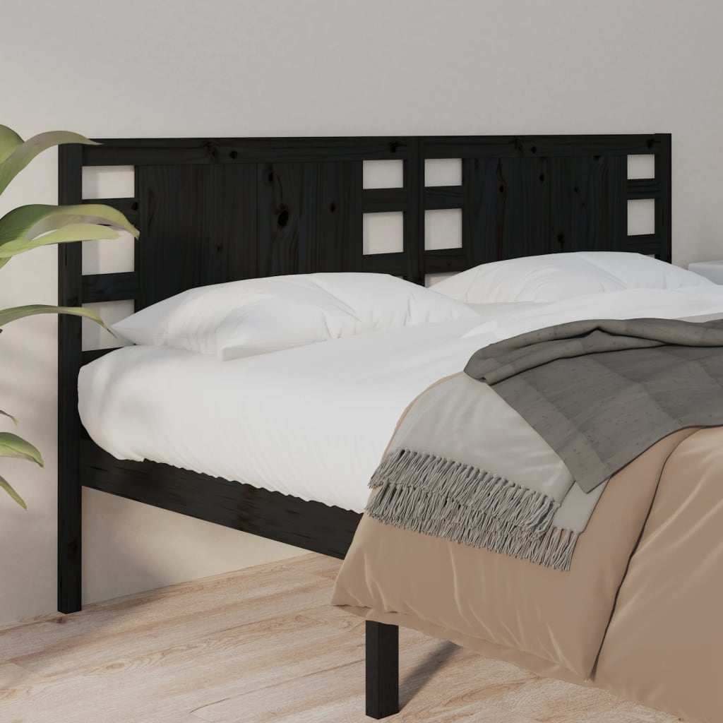 vidaXL Bett-Kopfteil Schwarz 141x4x100 cm Massivholz Kiefer