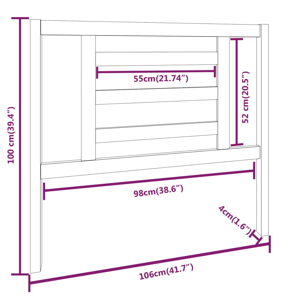 vidaXL Kopfteil Grau 106x4x100 cm Massivholz Kiefer