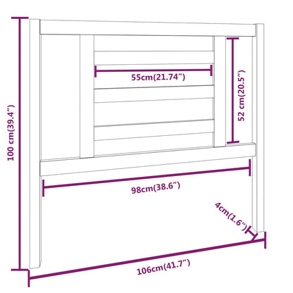 vidaXL Kopfteil Grau 106x4x100 cm Massivholz Kiefer