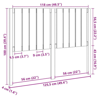 vidaXL Kopfteil Grau 125,5x4x100 cm Massivholz Kiefer