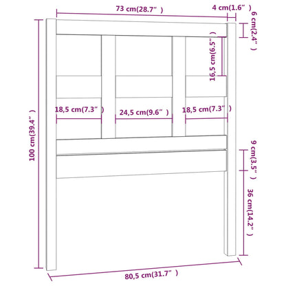 vidaXL Kopfteil Grau 80,5x4x100 cm Massivholz Kiefer