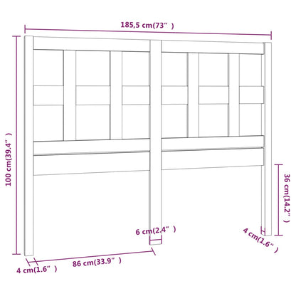 vidaXL Tête de lit Bois de pin massif marron miel 185,5x4x100 cm