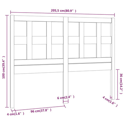 vidaXL Tête de lit Bois de pin massif Marron miel 205,5x4x100 cm