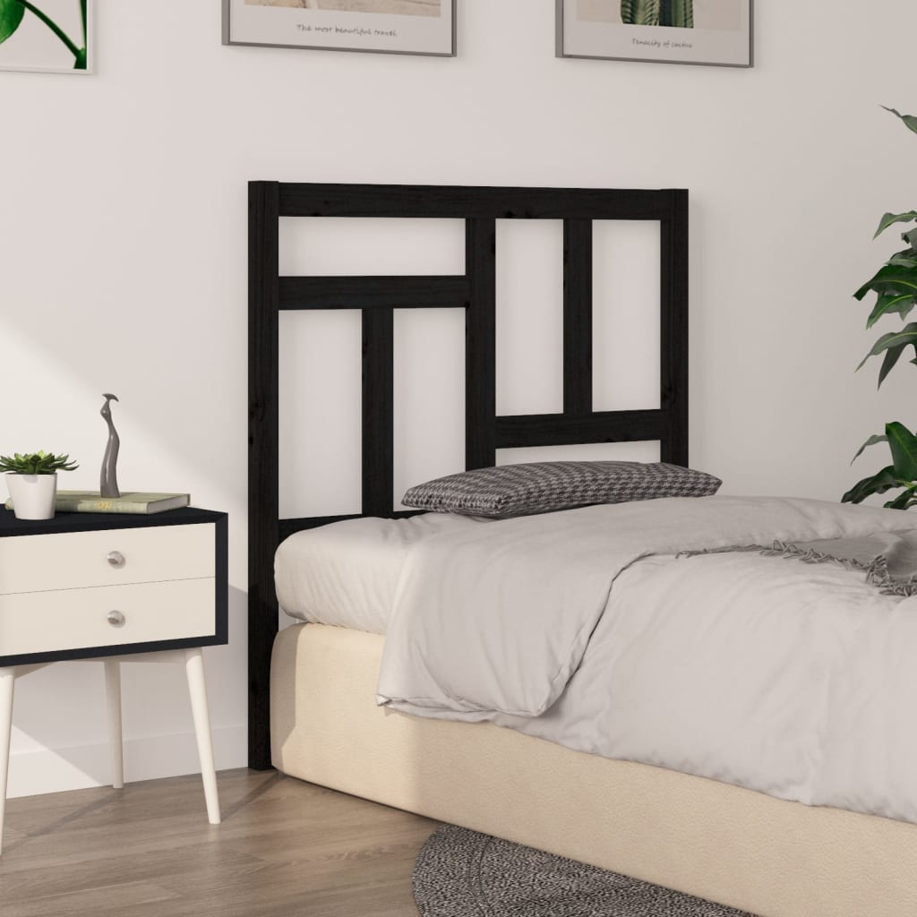 vidaXL Tête de lit Noir 95,5x4x100 cm Bois de pin massif