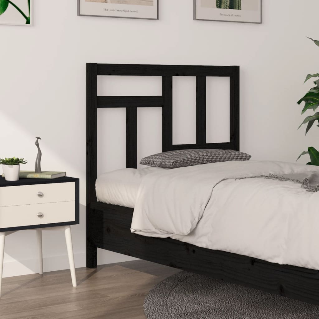 vidaXL Tête de lit Noir 95,5x4x100 cm Bois de pin massif