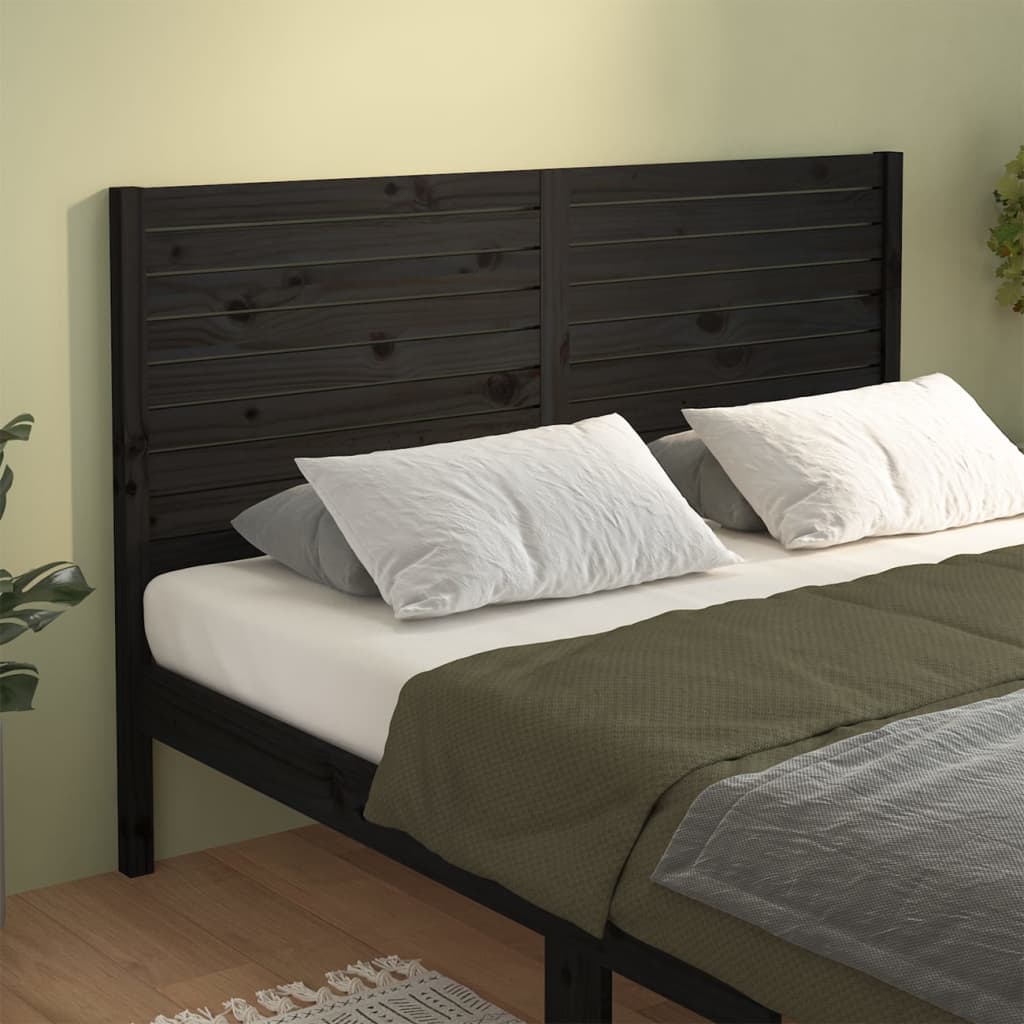 vidaXL Tête de lit Noir 141x4x100 cm Bois de pin massif