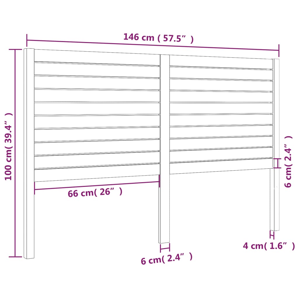 vidaXL Tête de lit 146x4x100 cm Bois de pin massif
