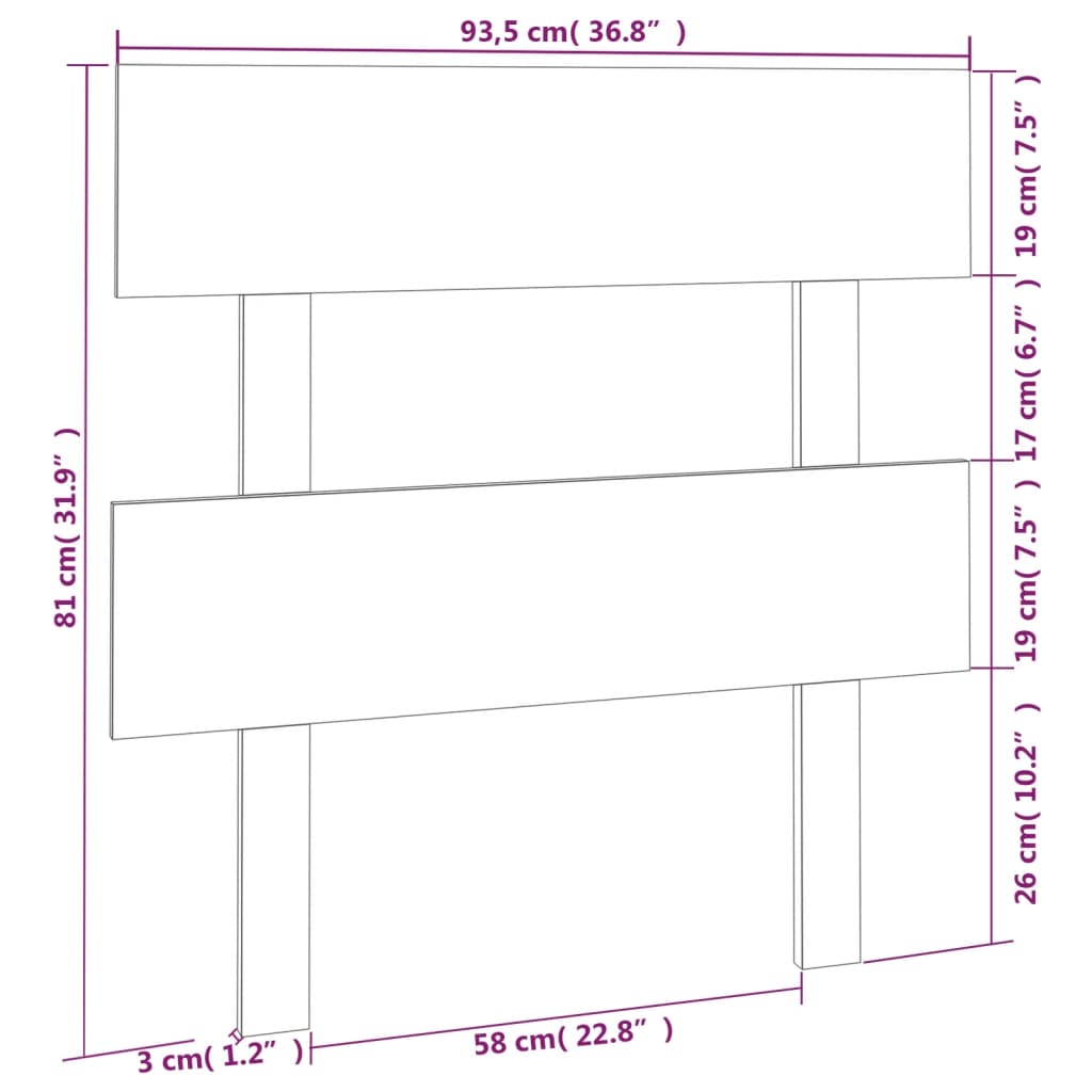 vidaXL Kopfteil Honigbraun 93,5x3x81 cm Massivholz Kiefer