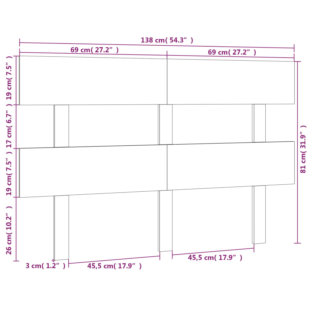 vidaXL Tête de lit Marron Miel 138x3x81 cm Pin Massif