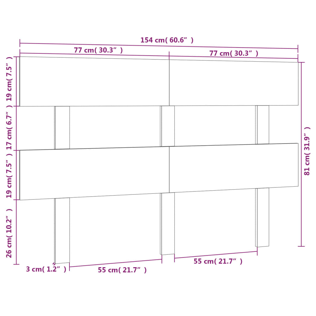 vidaXL Kopfteil 154x3x81 cm Massivholz Kiefer