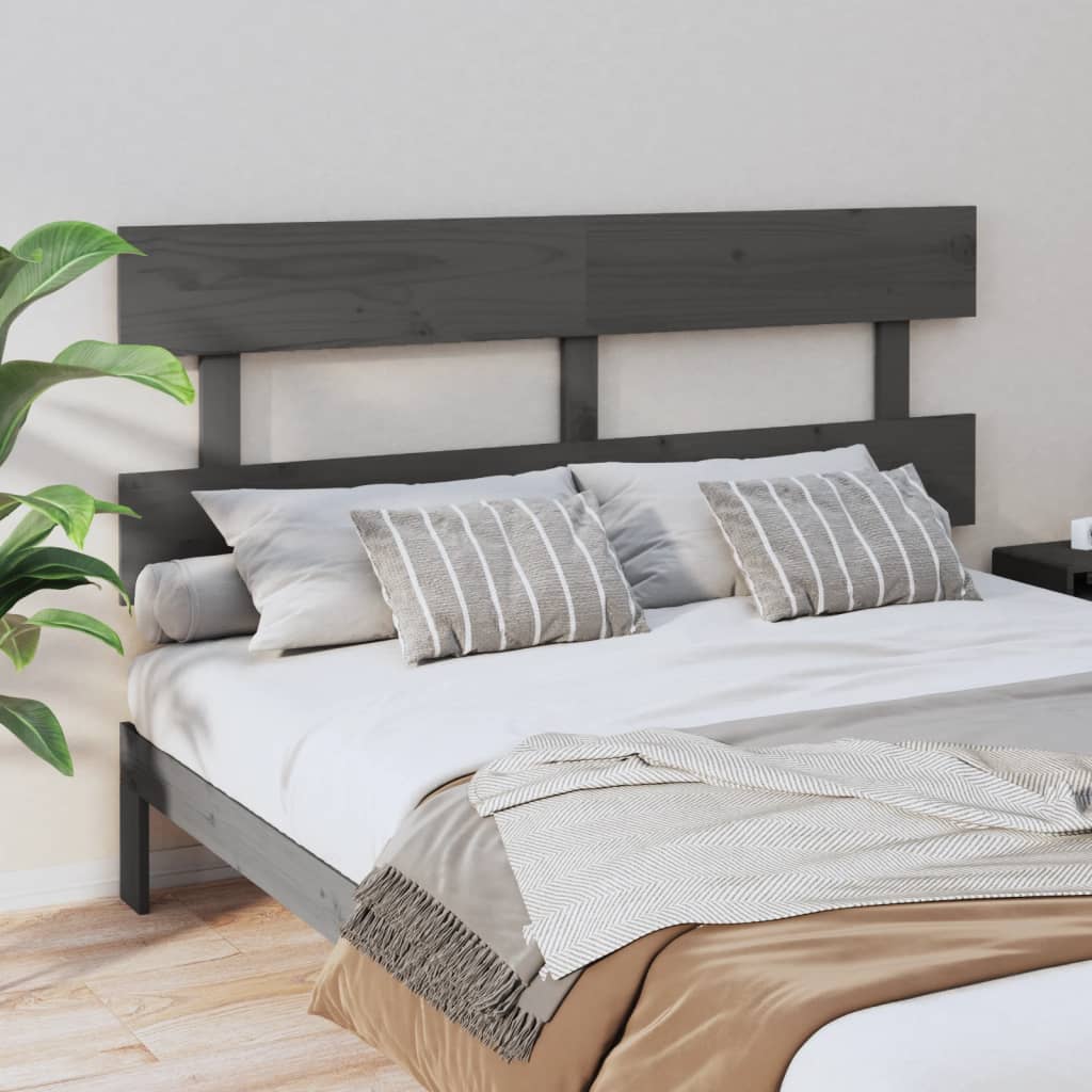 vidaXL Kopfteil Grau 154x3x81 cm Massivholz Kiefer