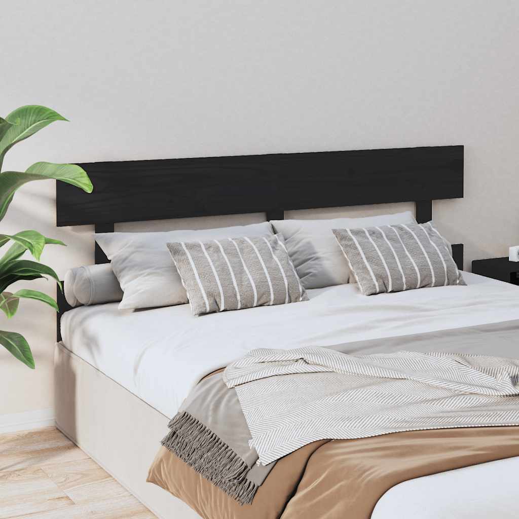 vidaXL Kopfteil Schwarz 154x3x81 cm Massivholz Kiefer