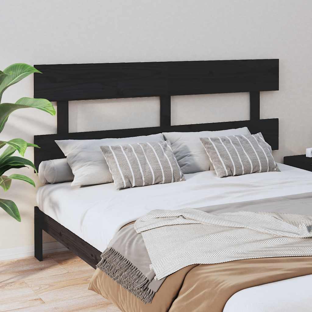 vidaXL Kopfteil Schwarz 154x3x81 cm Massivholz Kiefer