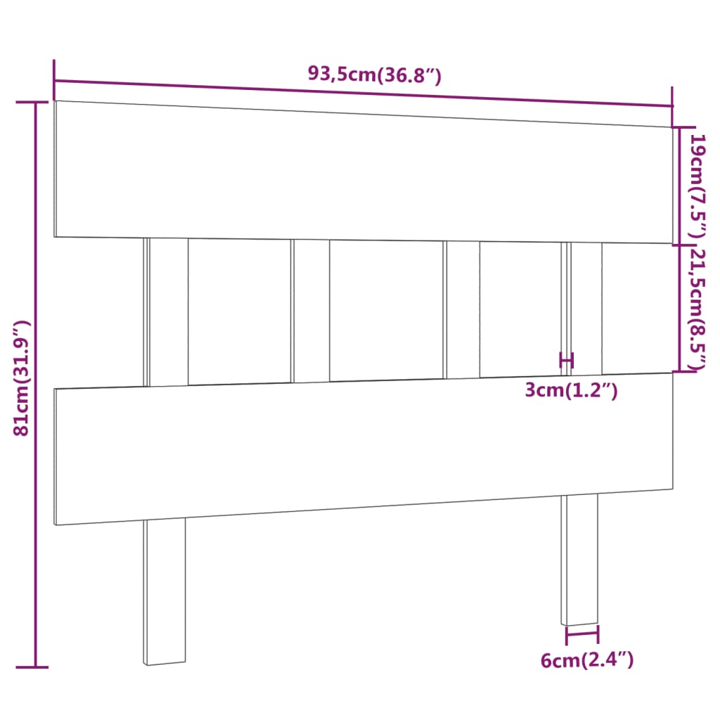 vidaXL Kopfteil Honigbraun 93,5x3x81 cm Massivholz Kiefer