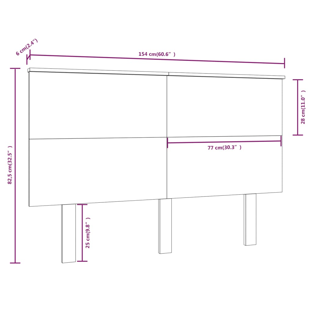 vidaXL Kopfteil 154x6x82,5 cm Massivholz Kiefer