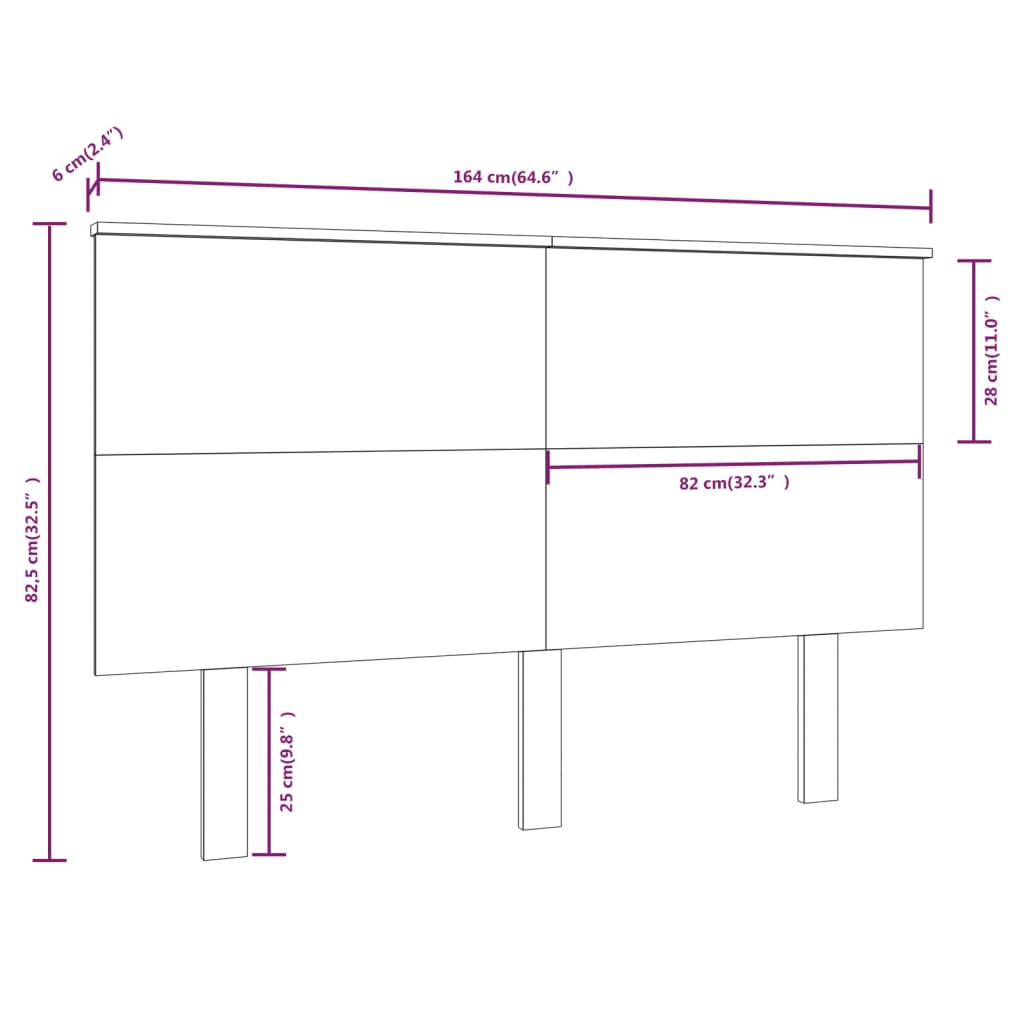 vidaXL Bett-Kopfteil 164x6x82,5 cm Massivholz Kiefer