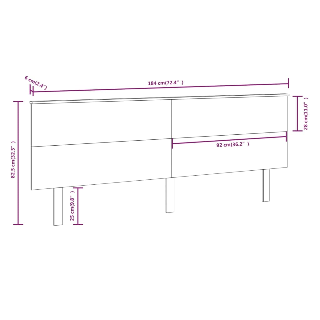vidaXL Kopfteil 184x6x82,5 cm Massivholz Kiefer