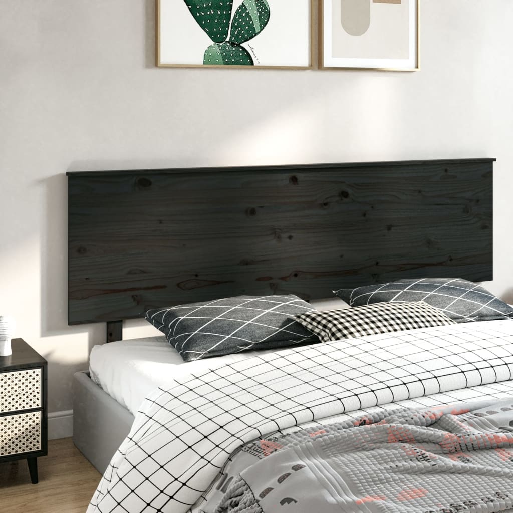 vidaXL Kopfteil Schwarz 204x6x82,5 cm Massivholz Kiefer