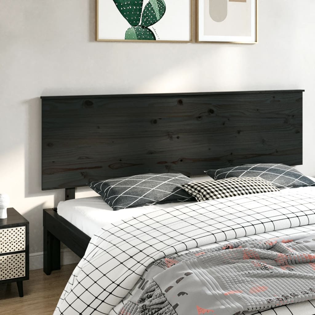 vidaXL Kopfteil Schwarz 204x6x82,5 cm Massivholz Kiefer