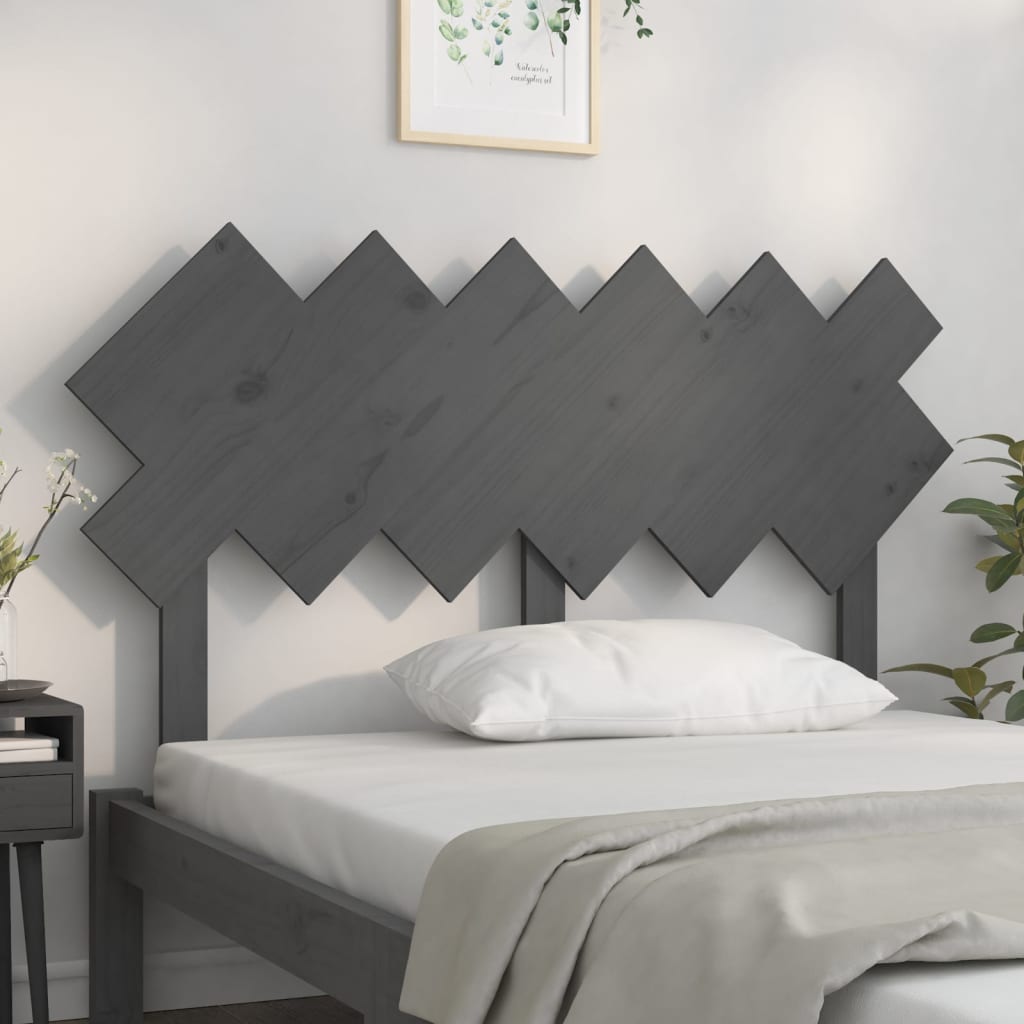 vidaXL Bett-Kopfteil Grau 132x3x81 cm Massivholz Kiefer