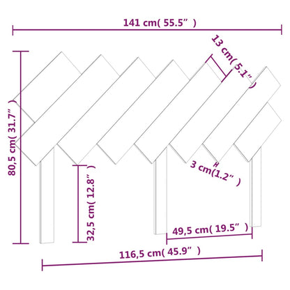 vidaXL Bett-Kopfteil Grau 141x3x80,5 cm Massivholz Kiefer