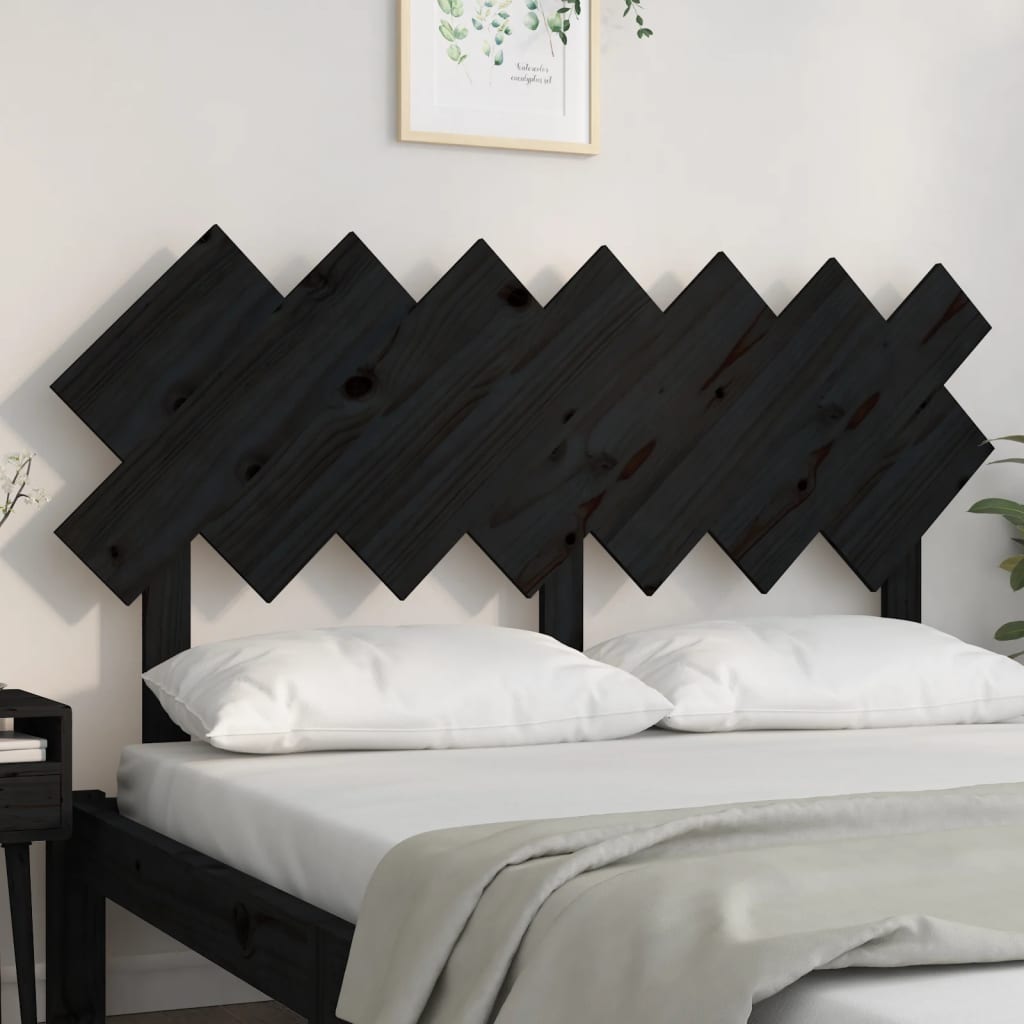 vidaXL Bett-Kopfteil Schwarz 141x3x80,5 cm Massivholz Kiefer