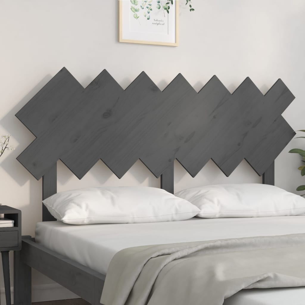 vidaXL Bett-Kopfteil Grau 151,5x3x81 cm Massivholz Kiefer