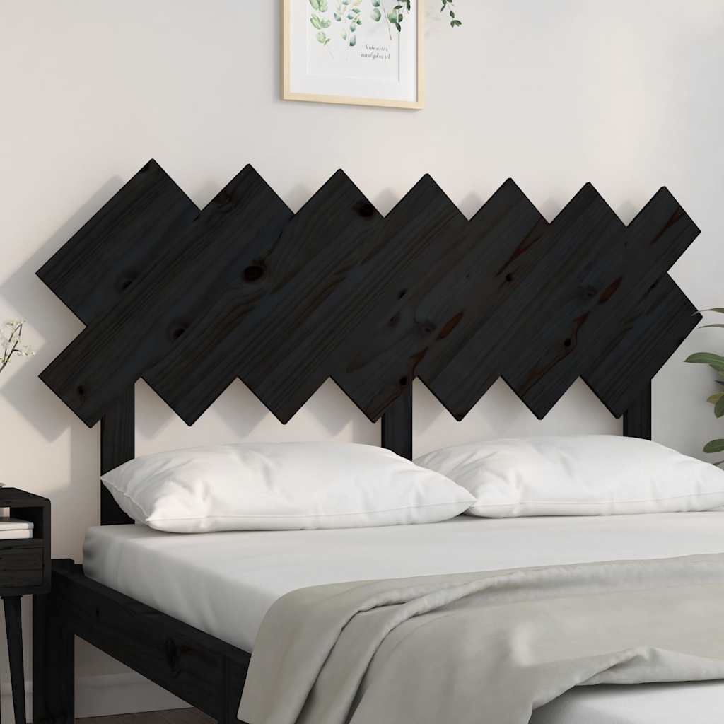 vidaXL Bett-Kopfteil Schwarz 151,5x3x81 cm Massivholz Kiefer