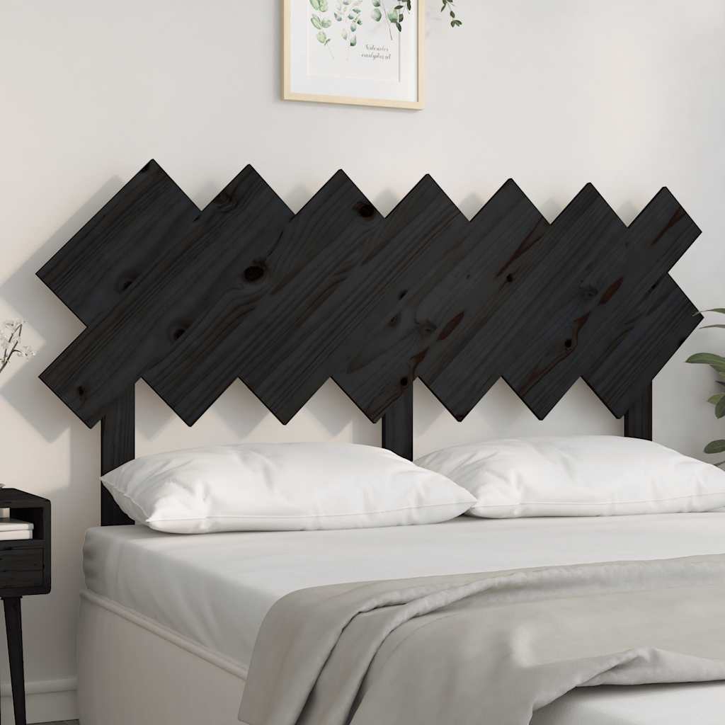 vidaXL Bett-Kopfteil Schwarz 151,5x3x81 cm Massivholz Kiefer