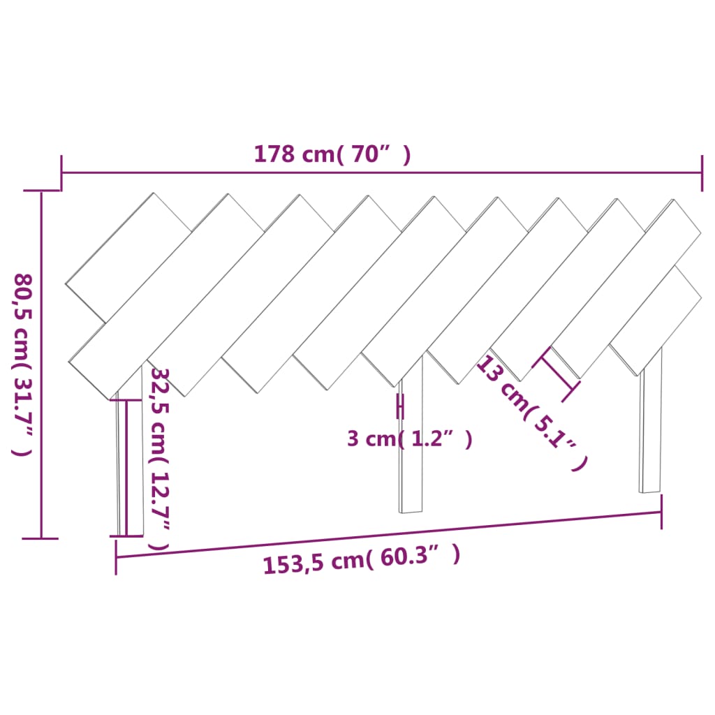 vidaXL Bett-Kopfteil Honigbraun 178x3x80,5 cm Massivholz Kiefer
