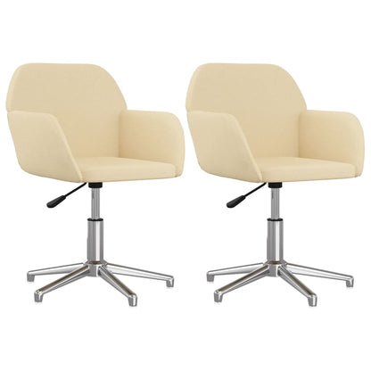 vidaXL Chaises de salle à manger pivotantes 2 pcs Crème Tissu