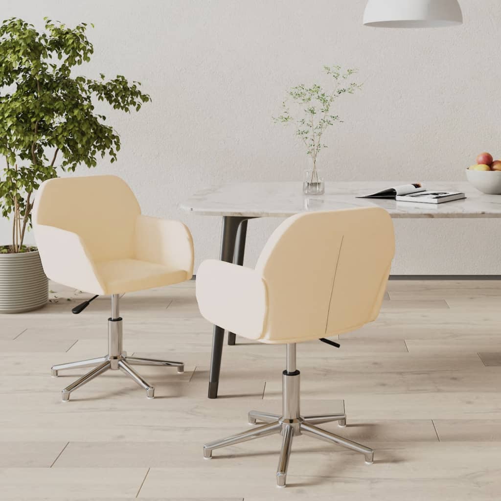 vidaXL Chaises de salle à manger pivotantes 2 pcs Crème Tissu