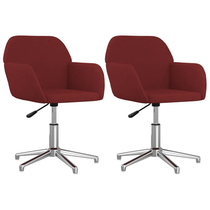 vidaXL Chaises de salle à manger 2 pcs Pivotantes Tissu Rouge bordeaux