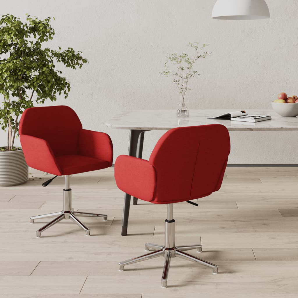 vidaXL Chaises de salle à manger 2 pcs Pivotantes Tissu Rouge bordeaux