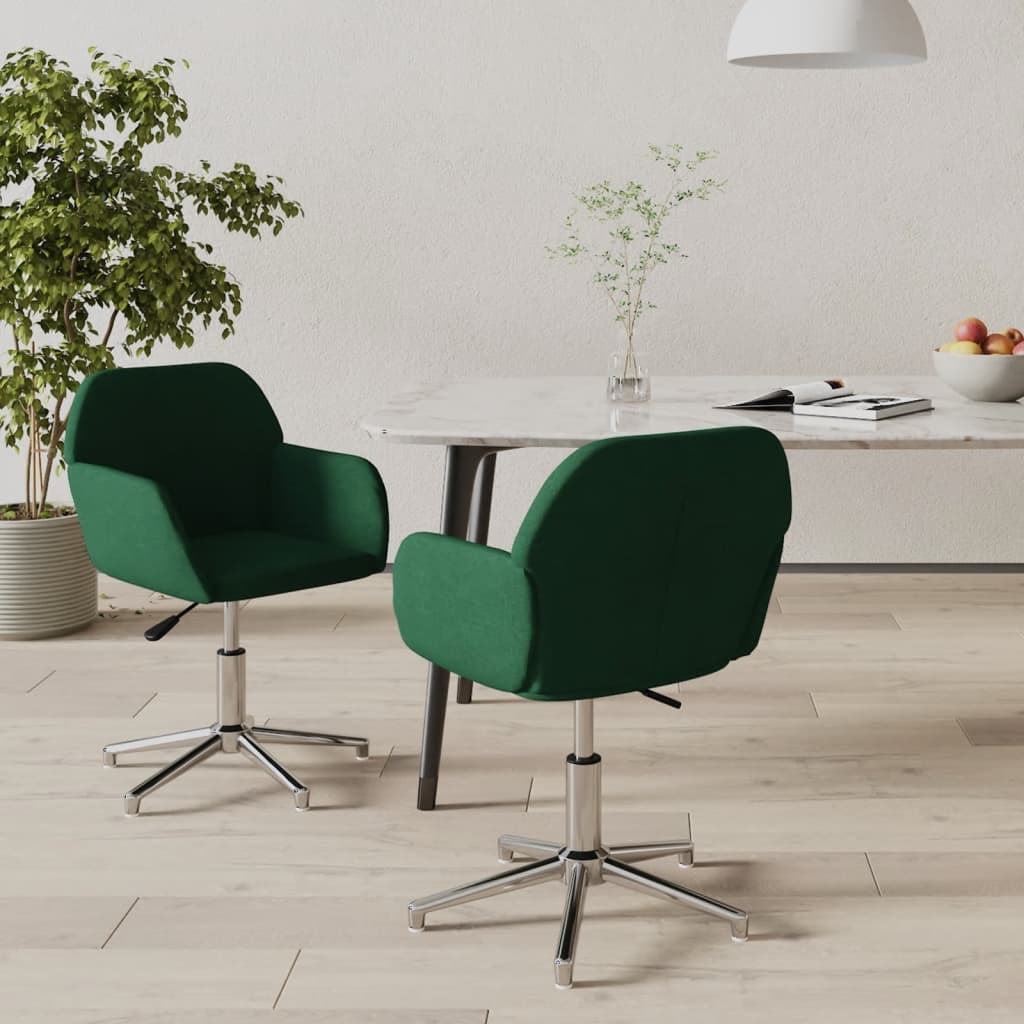 vidaXL Esszimmerstühle 2 Stk. Drehbar Dunkelgrün Stoff
