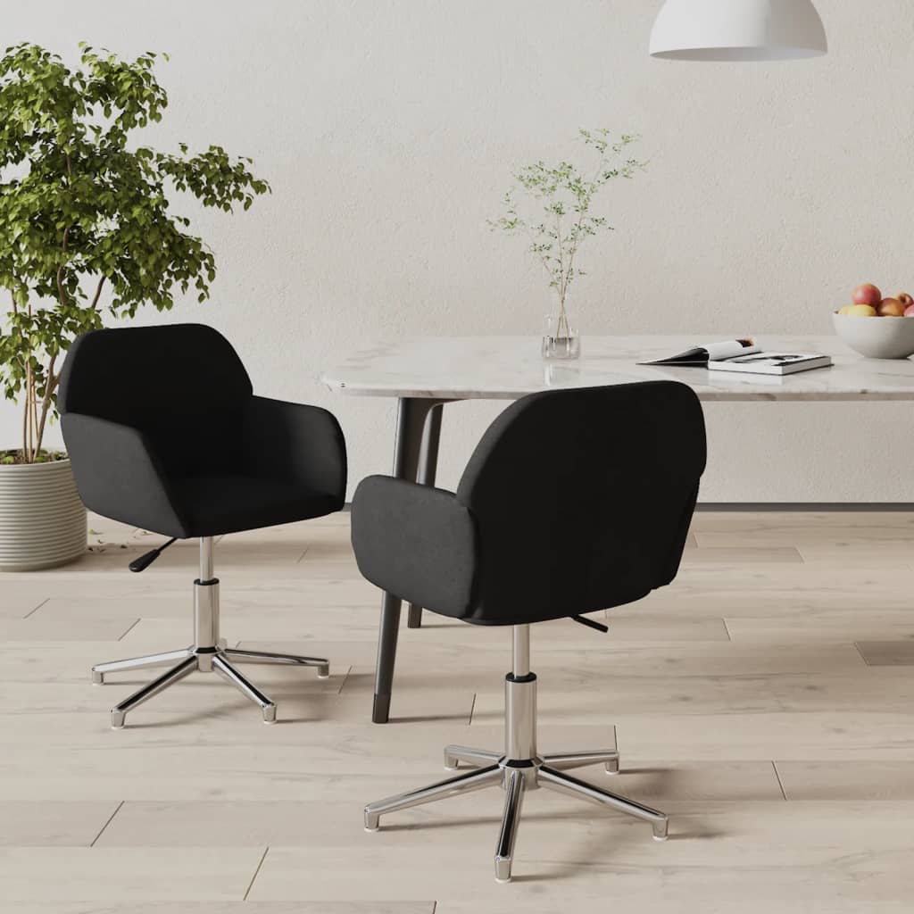 vidaXL Chaises de salle à manger pivotantes 2 pcs Tissu noir